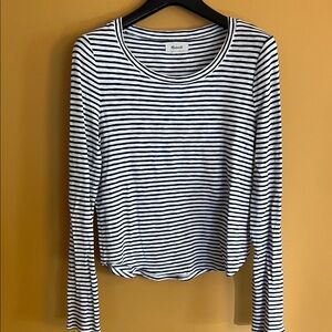 Madewell Black and White Striped Long Sleeve Tee